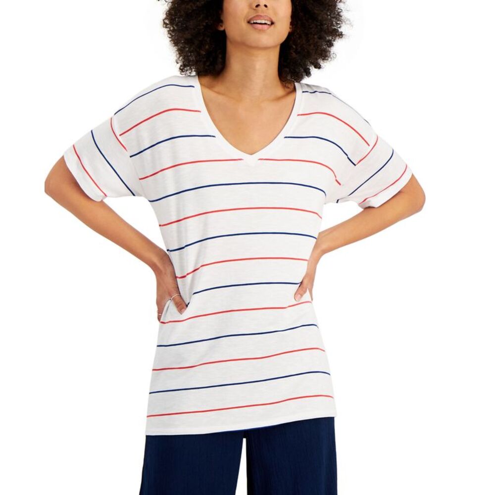 Style & Co Drapey V Neck Short Sleeve T-Shirt